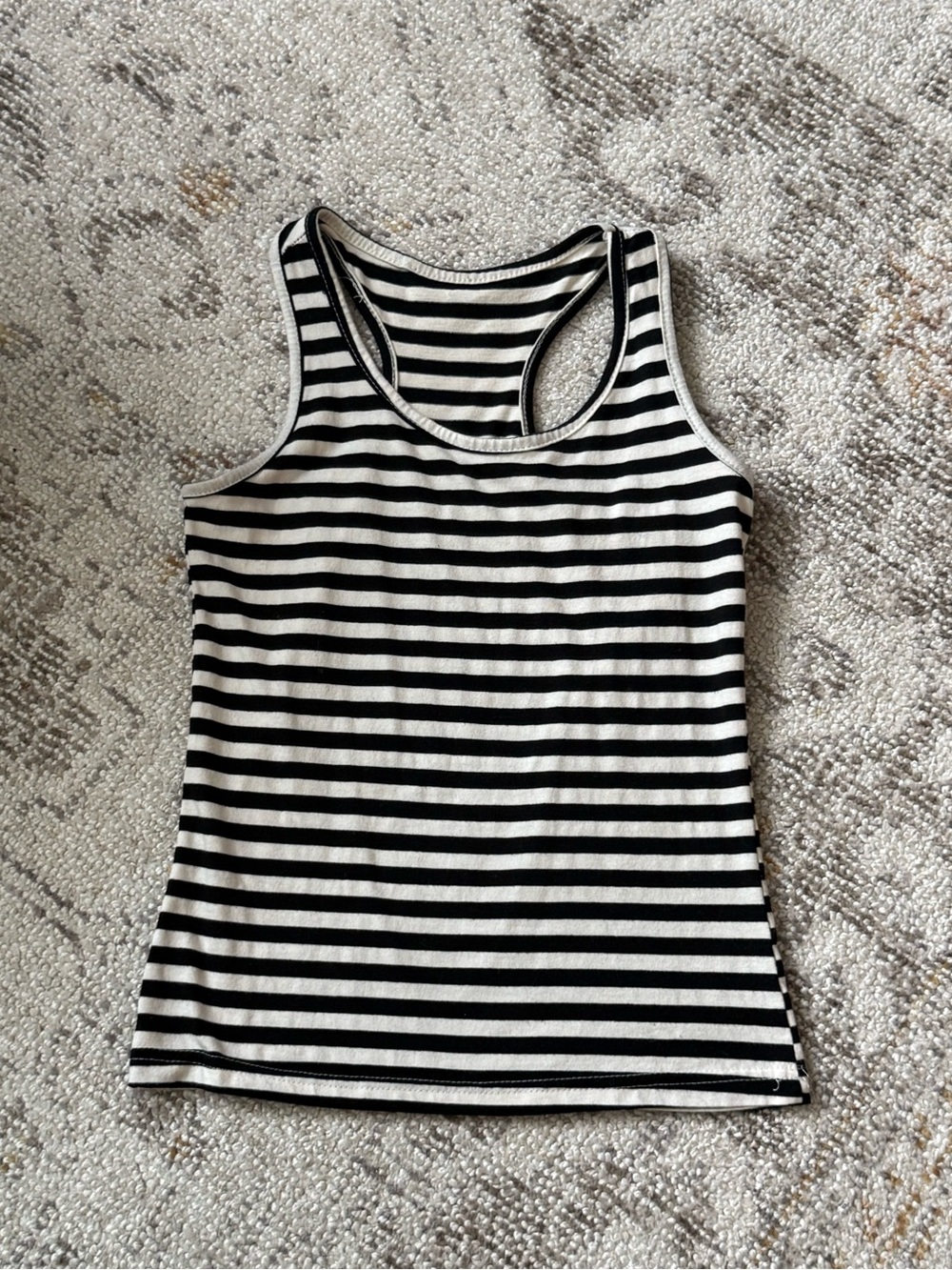 Striped Racerback Tank Top - Black & White - Picture 2 of 5